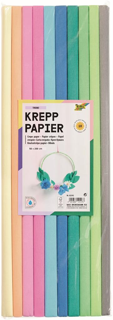 FOLIA Krepppapier Trendfarben pastell 50x200cm 10 Bögen