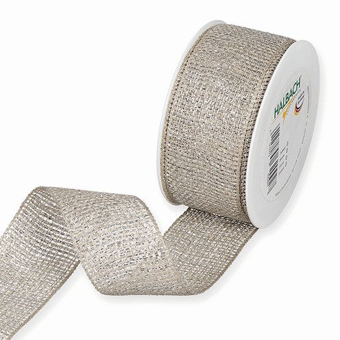 Dekoband Glitter natur silber 10m 