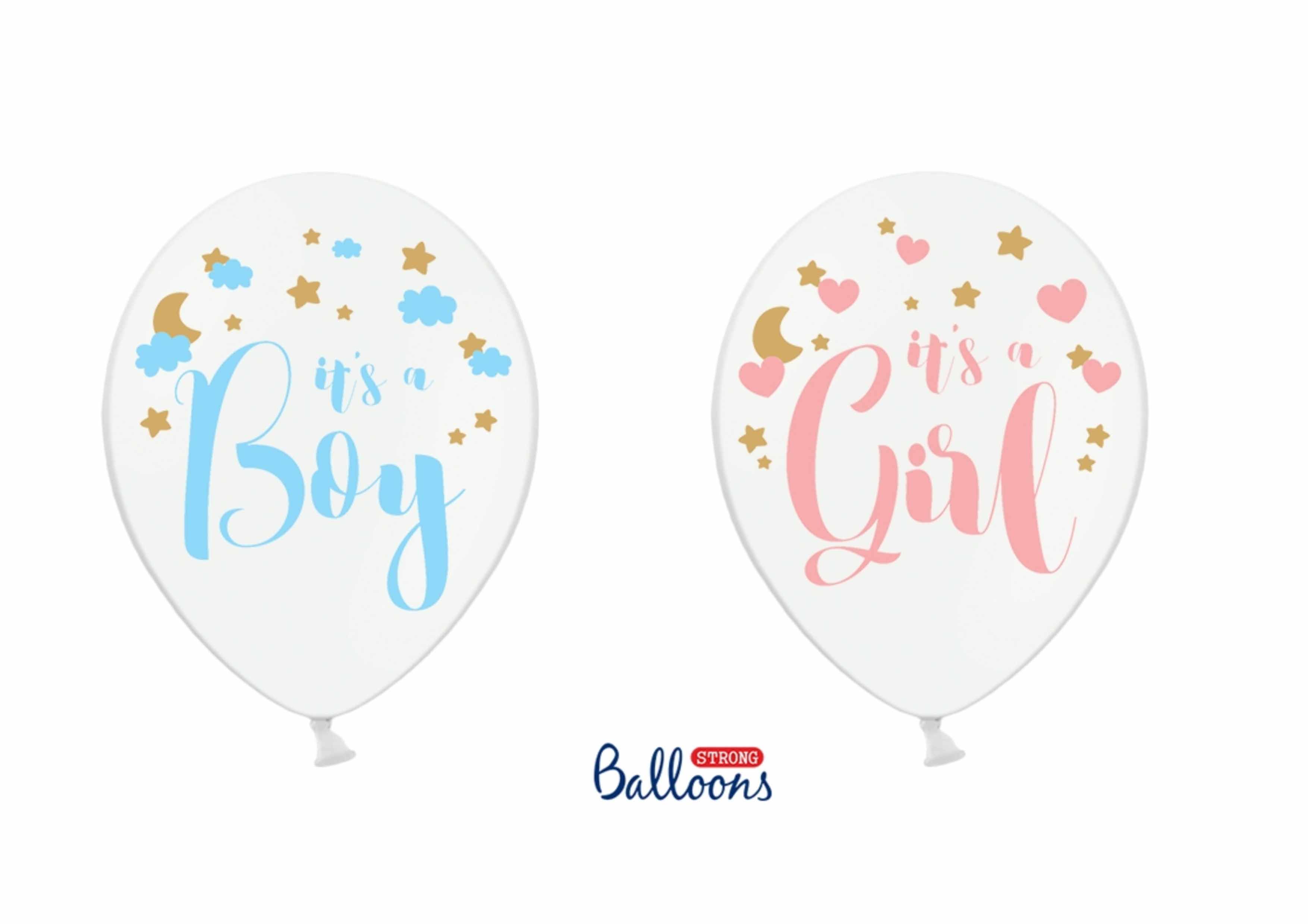 Balloons 30cm It's a Boy/Girl Pastel Pure White 1 Pkg / 6 Stk.