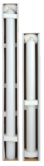 Taufkerze roh 50 cm /3 cm, inkl. Aufbewahrungskarton mit Klarsichtdeckel Kommunionskerze Kerzenrohling Rundkerze Säulenkerze