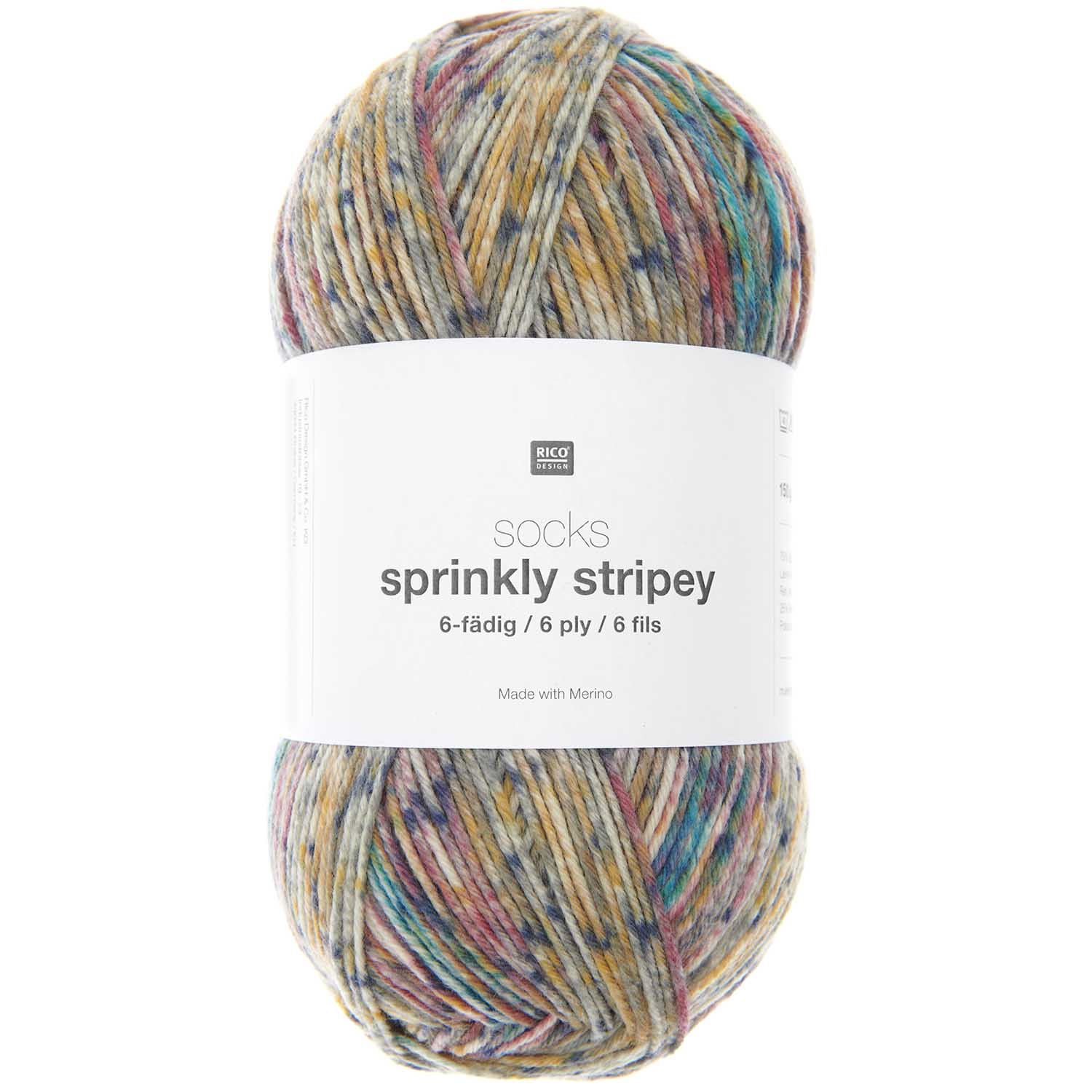 Rico Design Socks Sprinkly Striply 6-fädig superwash Sockenwolle Rico Design Socks Sprinkly Striply 6-fädig superwash Sockenwolle