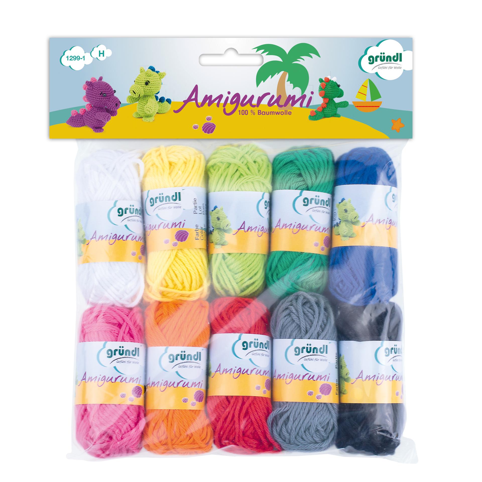 Amigurumi Wolle-Set Buntstiftfarben 10 Knäul 100% Baumwolle 