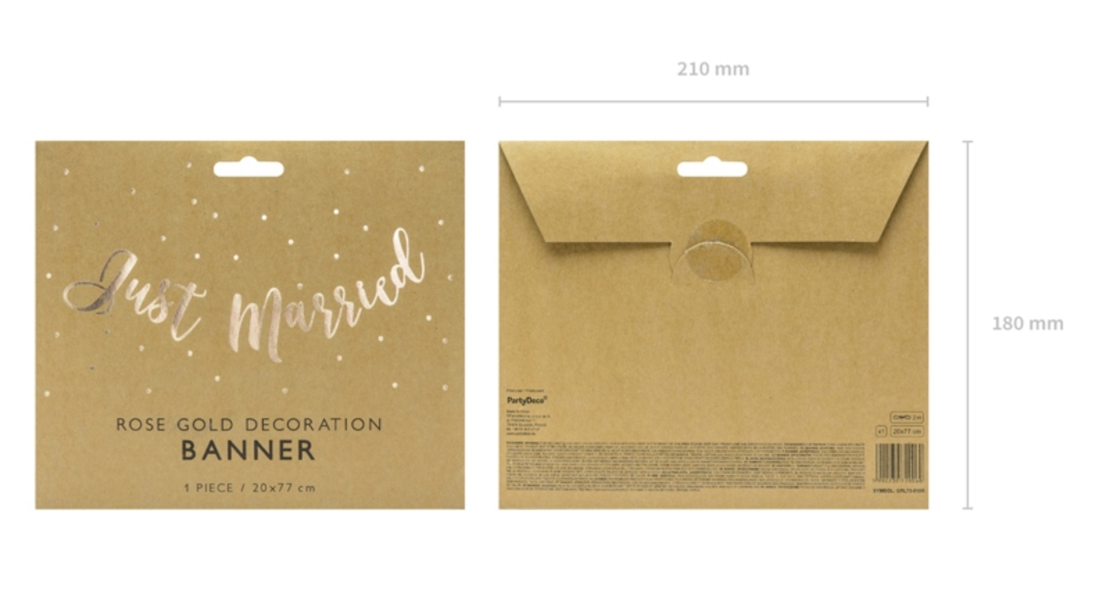Banner Just Married Rose Gold Decoration 20x77cm