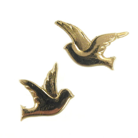 Wachsdekor Tauben-Paar rechts links 	27x24/35x20mm 2 Stück