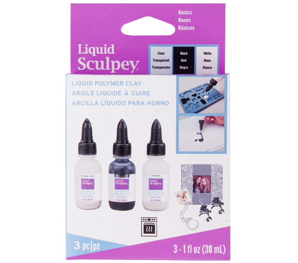 Liquid Sculpey Set Basics, 3er Set transparent/schwarz/weiß Flüssiges Medium