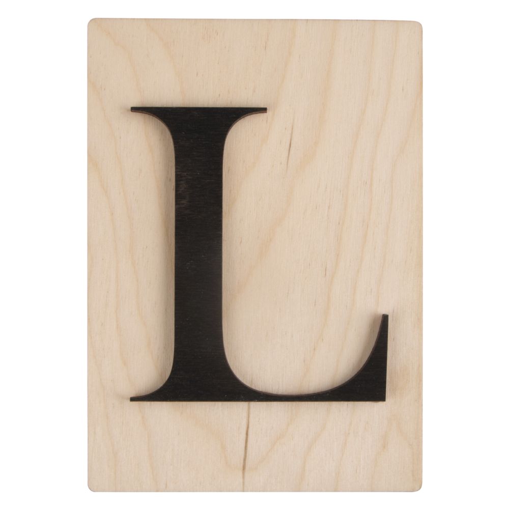 Holzbuchstaben schwarz auf Holzfliese, 10,5x14,8cm, per Stück
