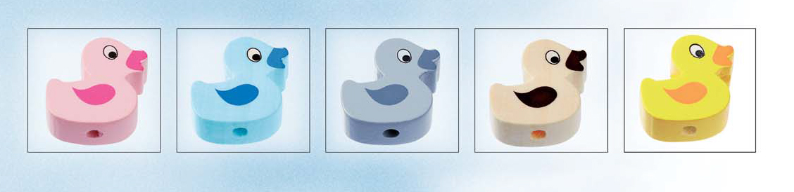 Schnulli Perlen Ente, 5 verschiedene Farben