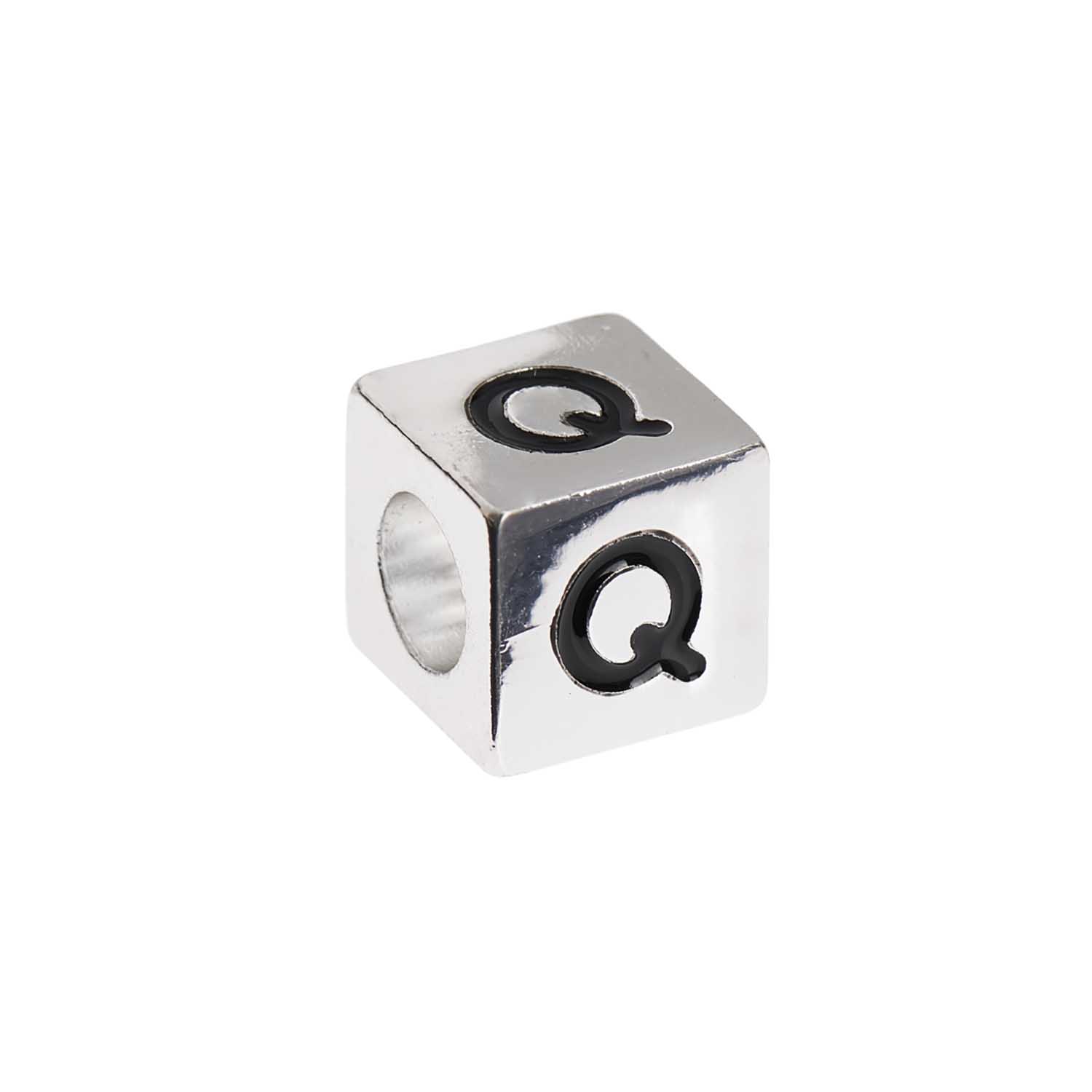 Buchstabenperle-Würfel silber 10x10mm Buchstabenperle-Würfel silber 10x10mm