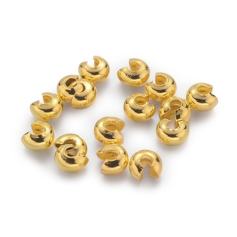 Quetsch-Cover goldfarbig nickelfrei & bleifrei 3,2mm 20 Stück Quetsch-Cover goldfarbig nickelfrei & bleifrei 3,2mm 20 Stück
