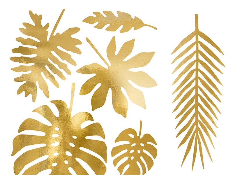Tischdekoration goldene Blätter Tropical Leaves 7 Formen 21 Stück 5-31cm 