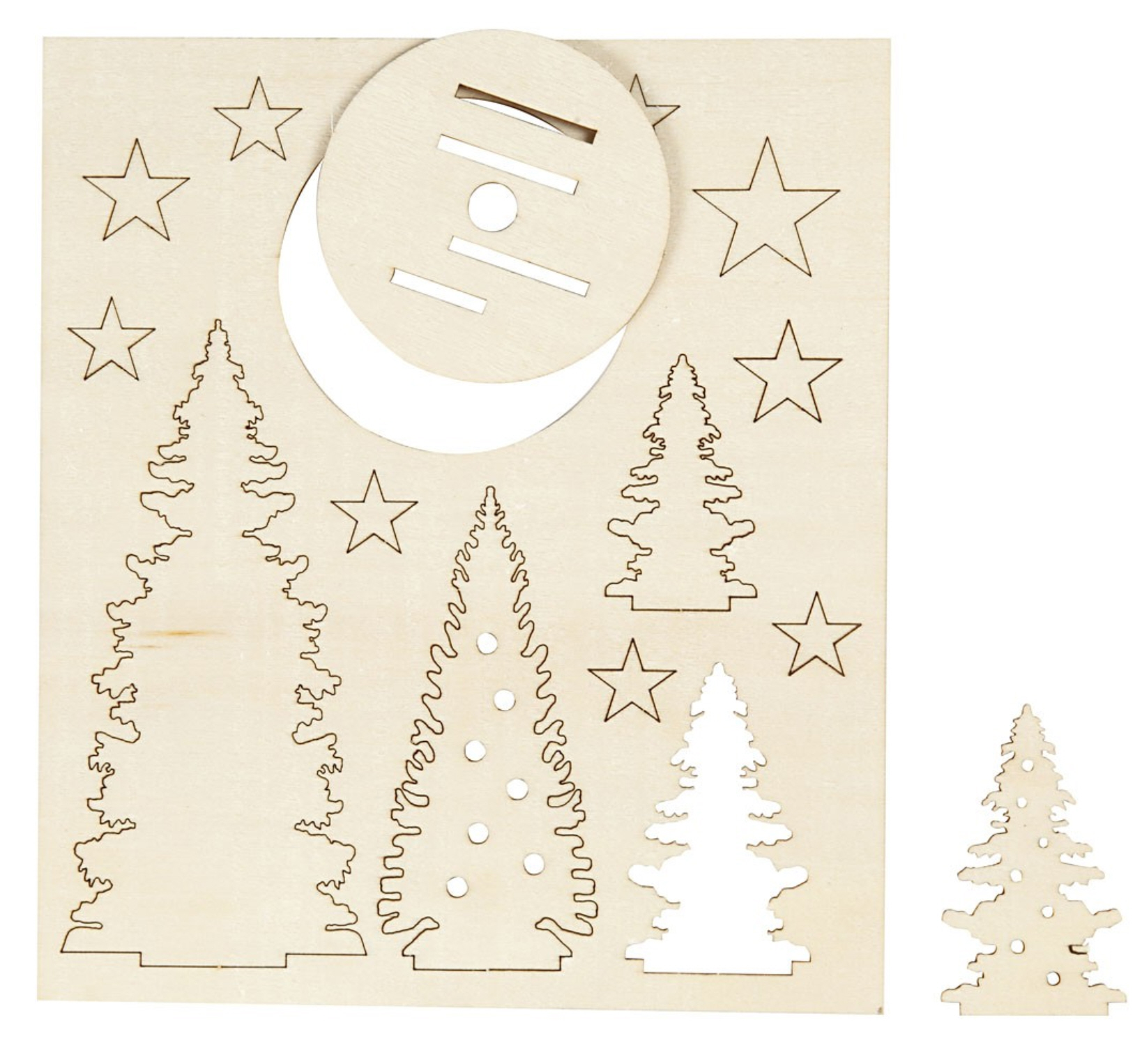 Holzfiguren zum Aufstellen, Weihnachtsbäume, L: 20 cm, B: 17,5 cm, Sperrholz, 1Pck., Stärke: 3 mm