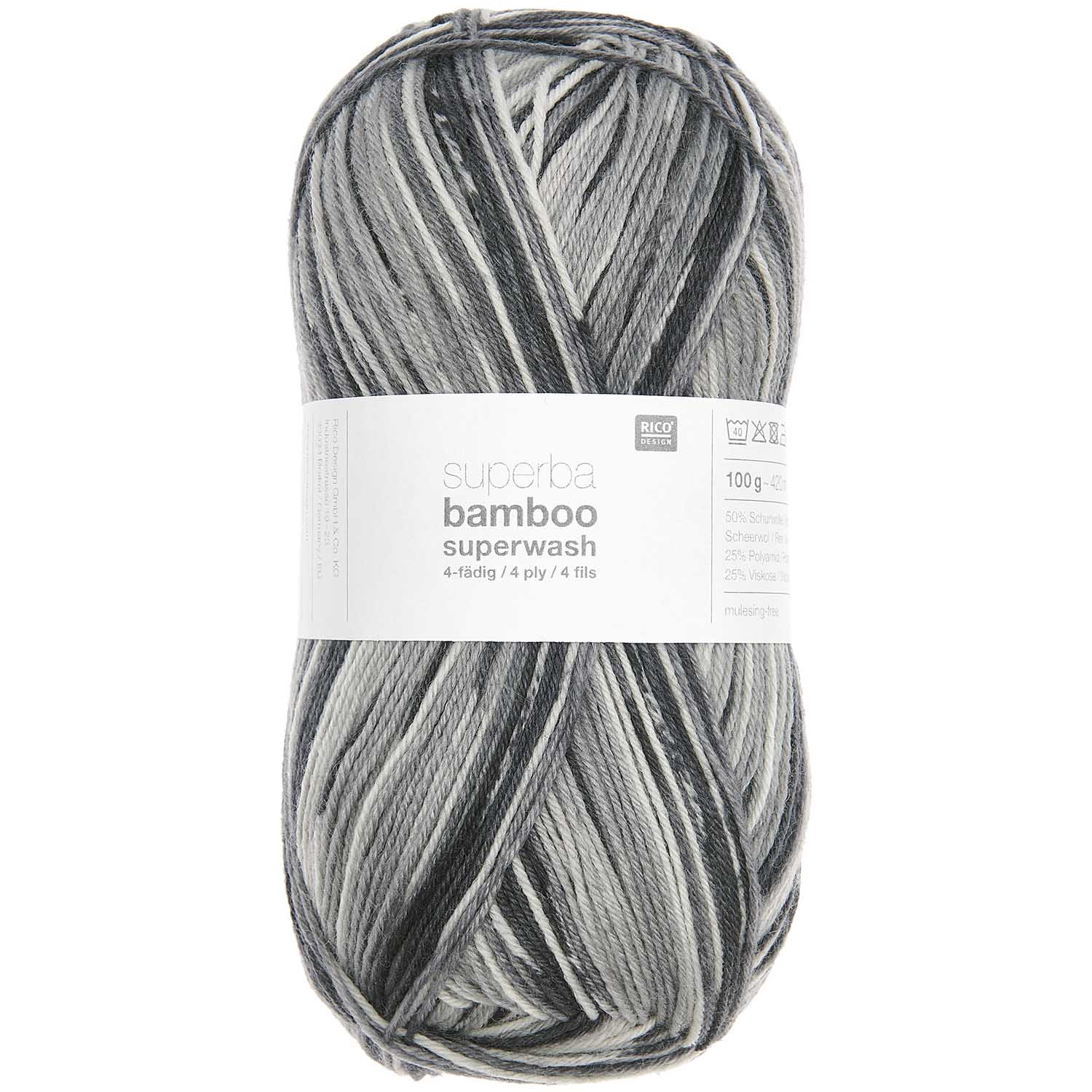 Socks Bamboo 4-fädig Rainbow 50% Schurwolle, 25% Polyamid, 25% Viskos 100g / 420m Socks Bamboo 4-fädig Rainbow 50% Schurwolle, 25% Polyamid, 25% Viskos 100g / 420m
