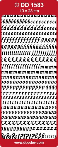 Shiny Outline Stickers Kleinbuchstaben Alphabet elegant silber Konturensticker 10x23cm Bogen