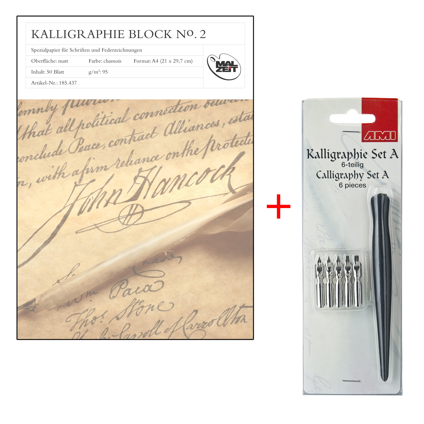 Kalligraphieblock A4 + Kalligraphie-Feder Set A