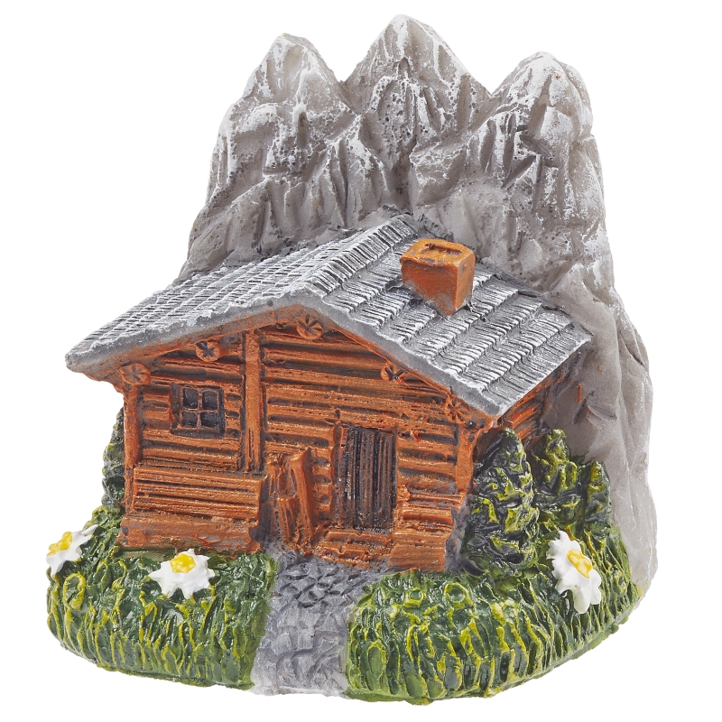 Miniatur-Berghütte mit Bergen 4cm