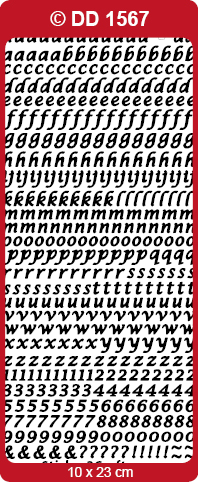 Shiny Outline Stickers Alphabet Kleinbuchstaben Zahlen gold Konturensticker 10x23cm Bogen