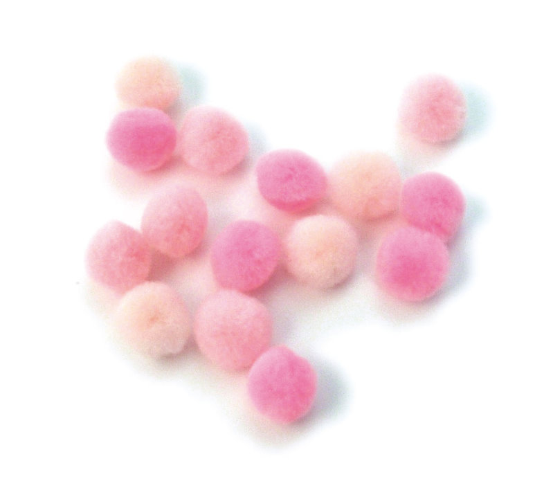 Pompons 15 mm, 60Stück, rosa sortiert Pompoms Puschel Pompons Plüschball Bommel Plüsch Pompons 