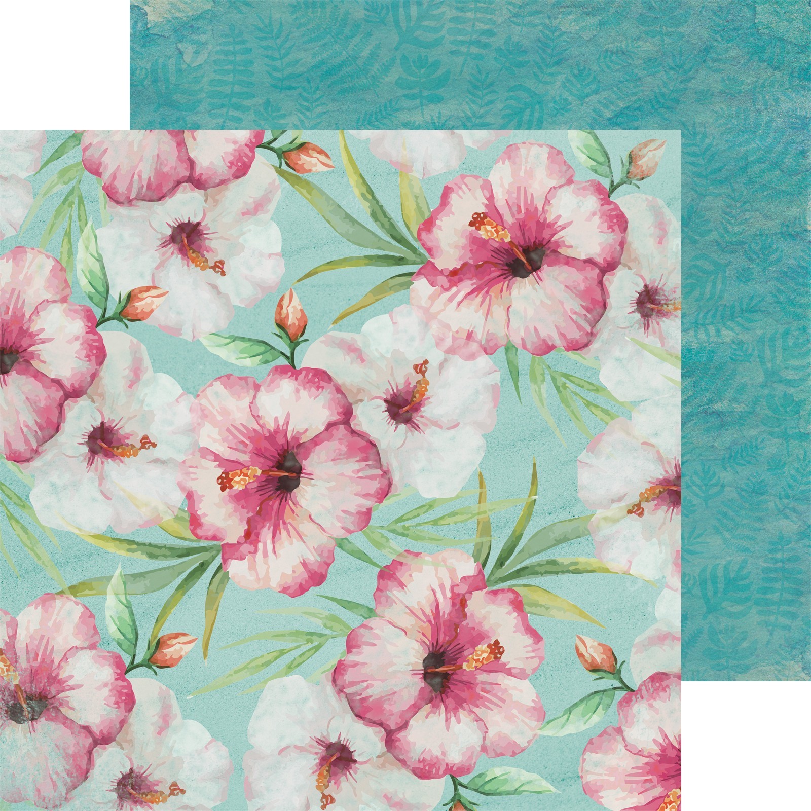 Kaiser craft Island escape Hibiskus Blätter Tropical Aloha doppelseitig 12x12" pink hibiscus