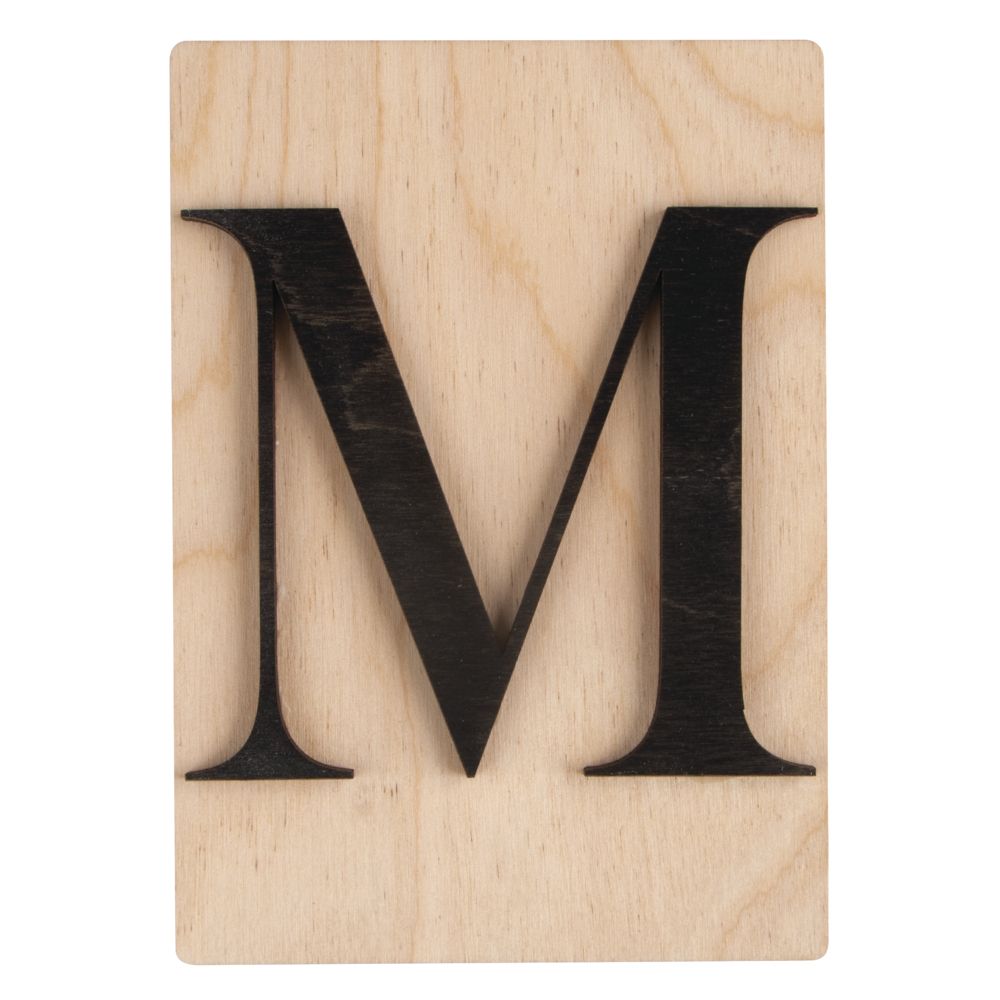 Holzbuchstaben schwarz auf Holzfliese, 10,5x14,8cm, per Stück