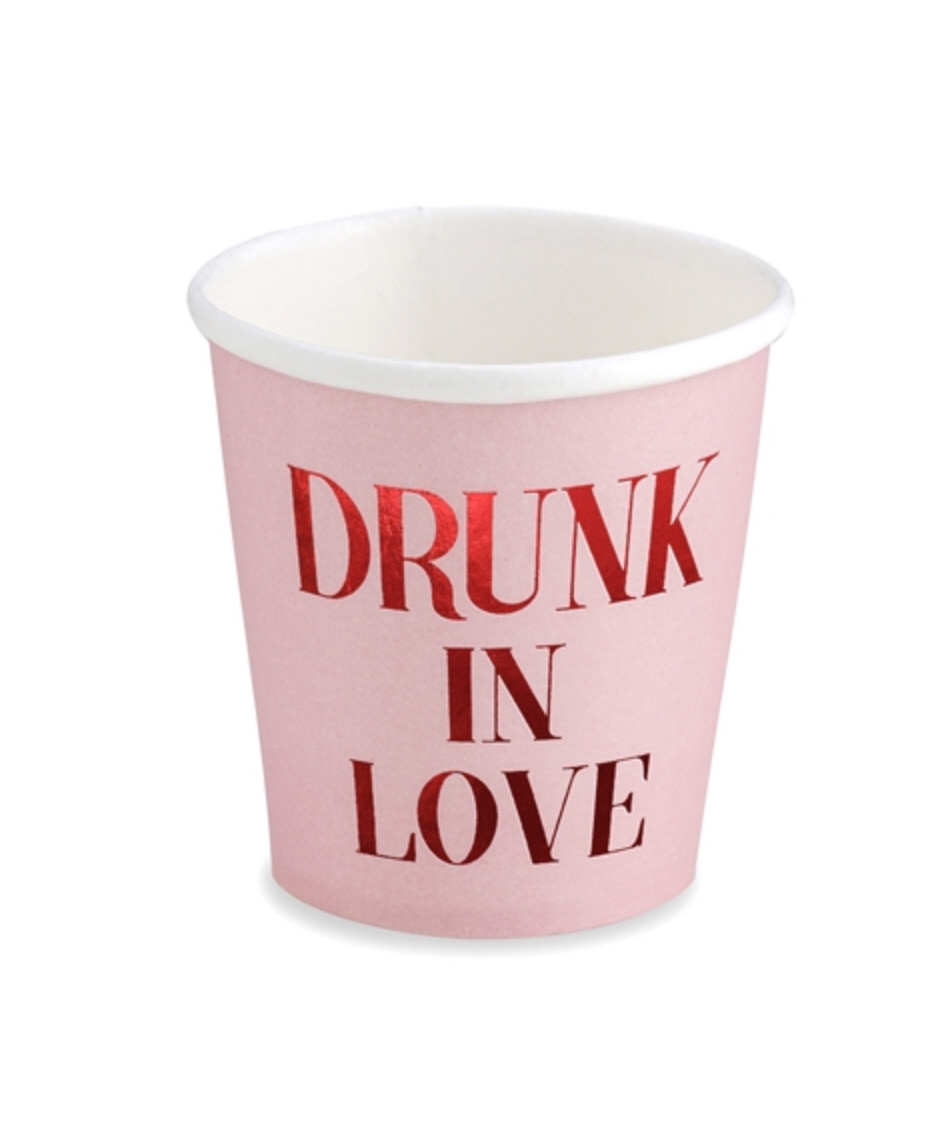Papierbecher Drunk in Love 260ml Paper Cups 6 Stück 