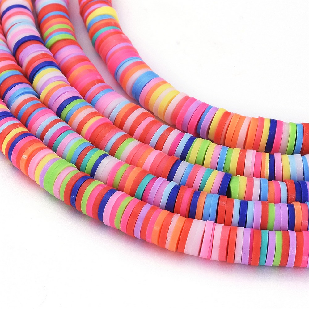 Heishi-Perlen bunt Polymerclay Perlenscheiben 6x1mm 380-400Stk/Strang