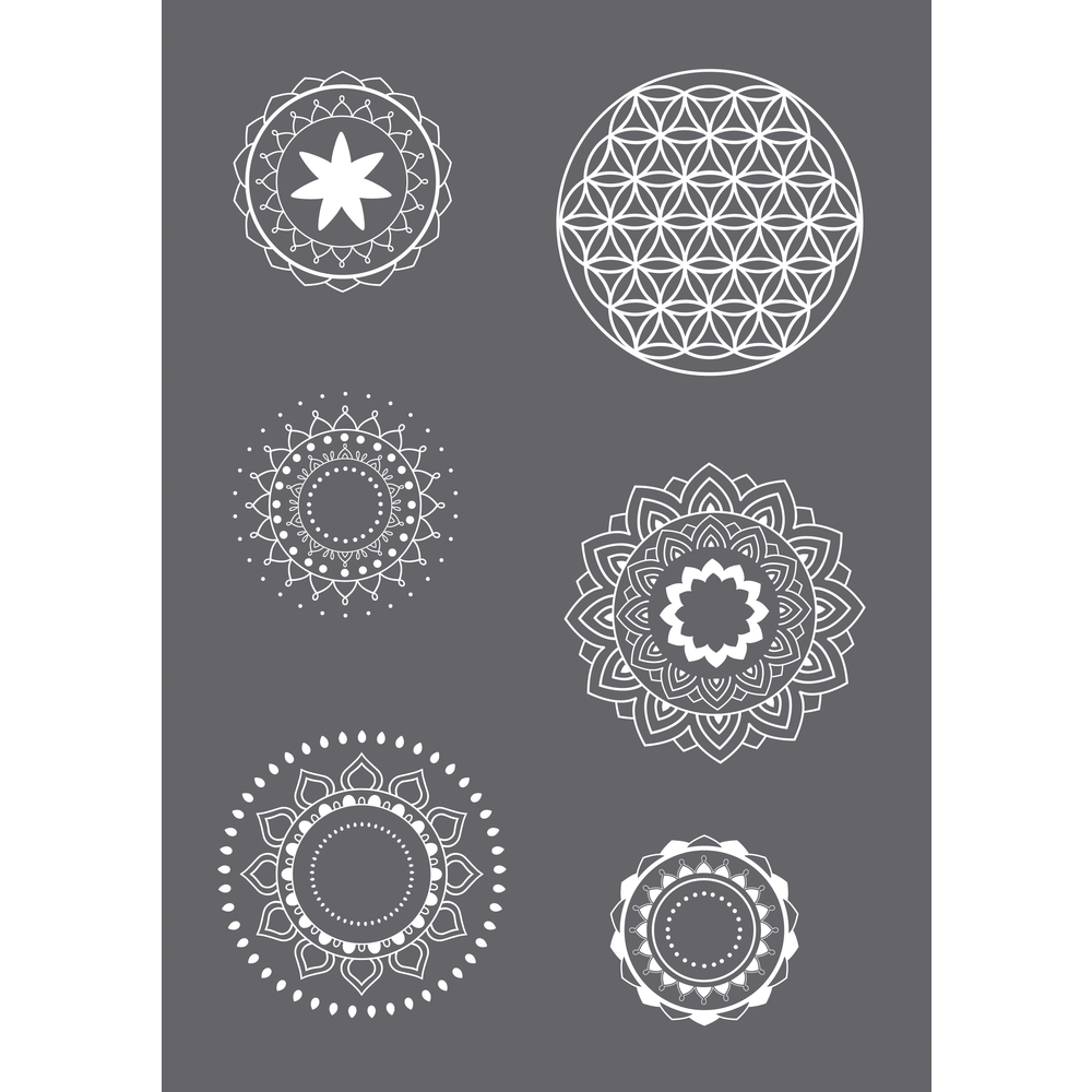 Siebdruck-Schablone Mandala selbstklebend A5 Stencil inkl. Rakel