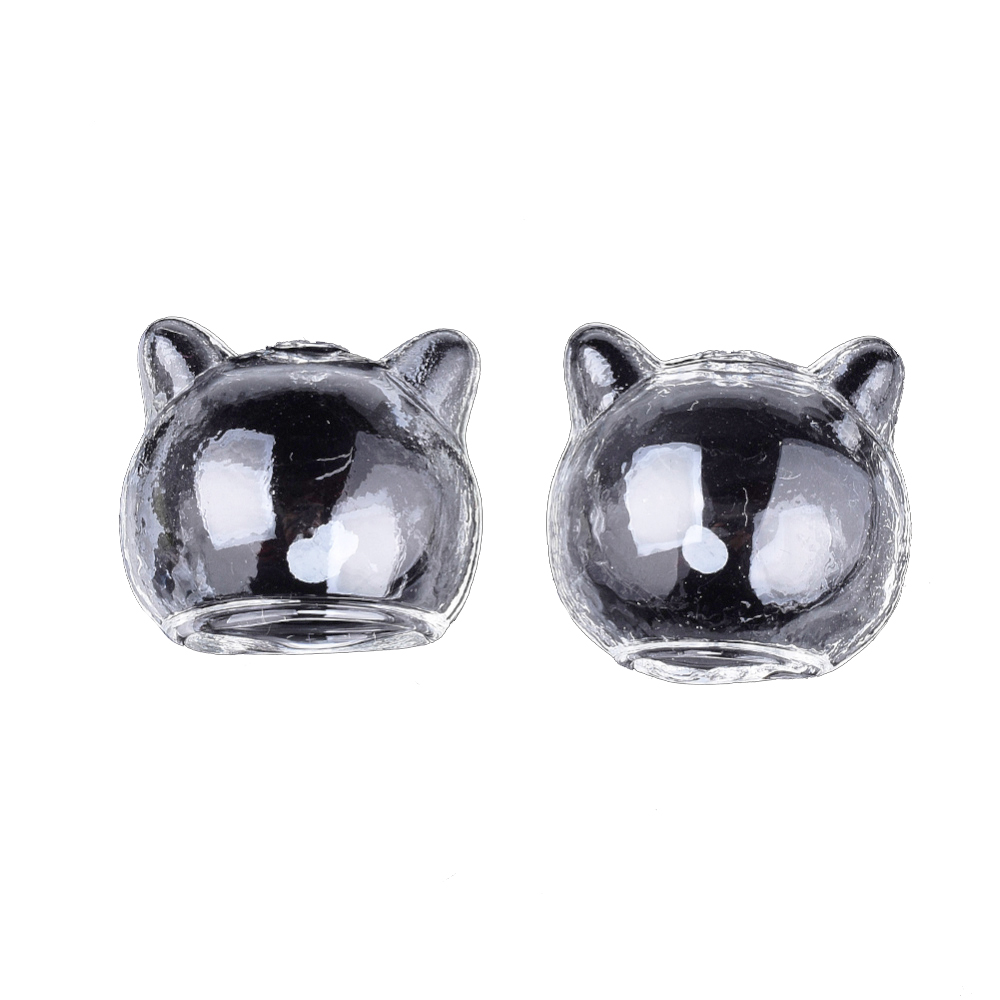 Glasperle Katzenkopf mit Ohren transparent 22x24mm Lochgröße 15x11mm 1 Stück 
