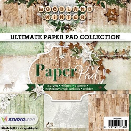 Studio Light Paper PadWinter Feelings Woodland Winter 15x15cm Cardstock