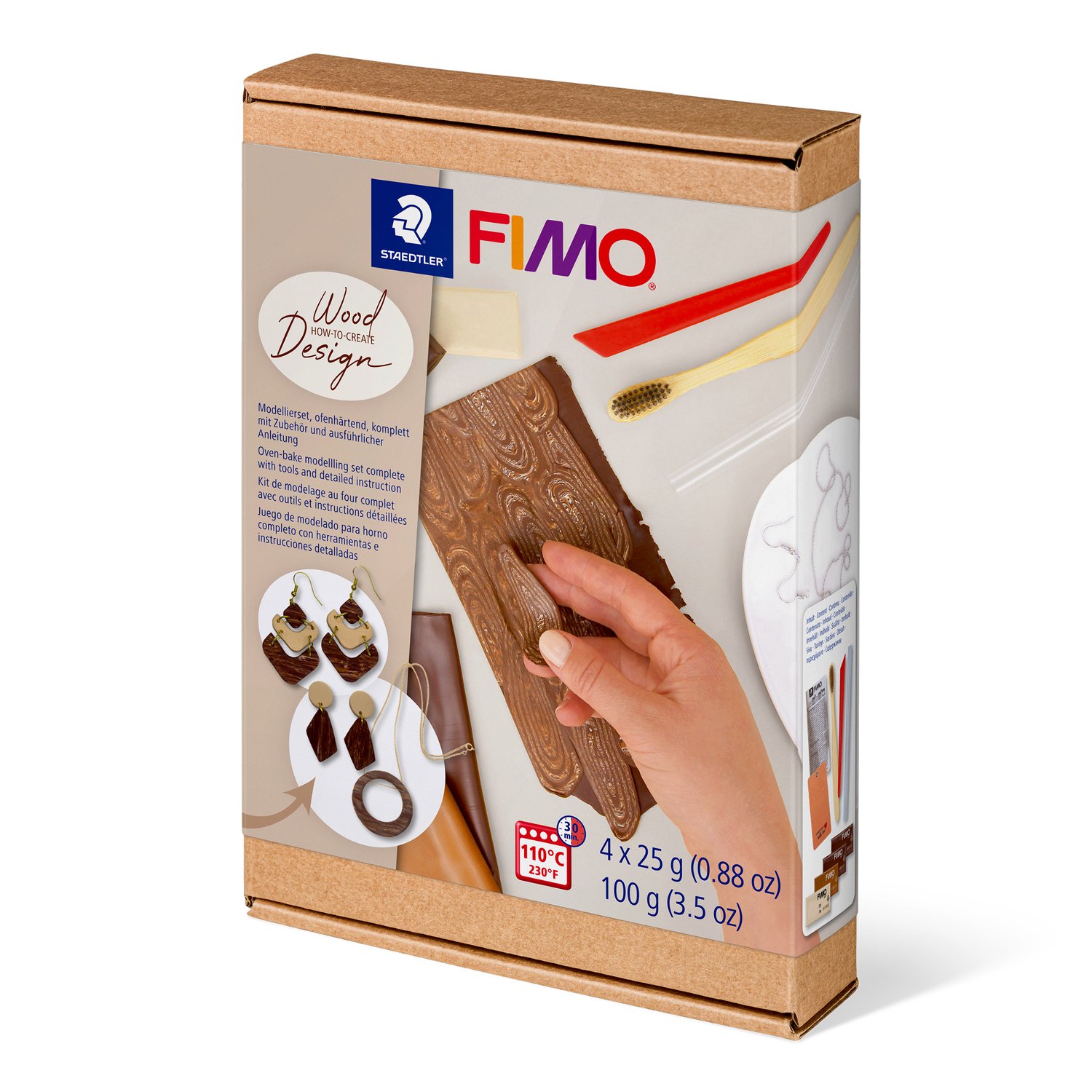 FIMO® Set Wood Design HTC Ofenhärtende Modelliermasse 4x25g 