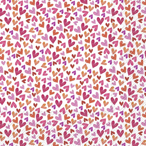 Servietten LOTS OF HEARTS rose 33x33cm 3-lagig 20 Stück / Packung