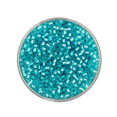 Rocailles Helltürkis  Silbereinzug 2,5mm, 17g/Dose Seed Beads Glasperlen