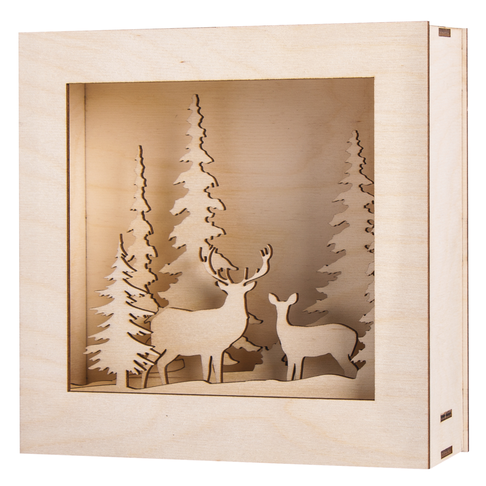 Holzbausatz 3D-Motivrahmen Winterland 14teilig 20x20x6,6cm