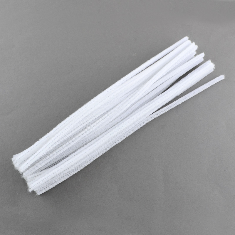 Chenille- Pfeifenputzer weiß 6mm 30cm Großpackung 100 Stück