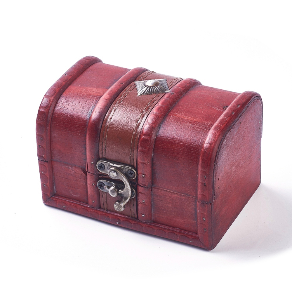 Schatztruhe - Schmuckschatulle vintage rot 12,8x8,7x8cm