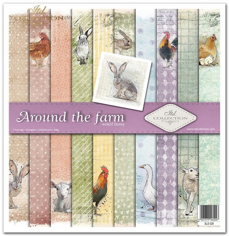 Scrapbookingpapier Set Ostern Around the farm 310x320 mm 11 Blatt