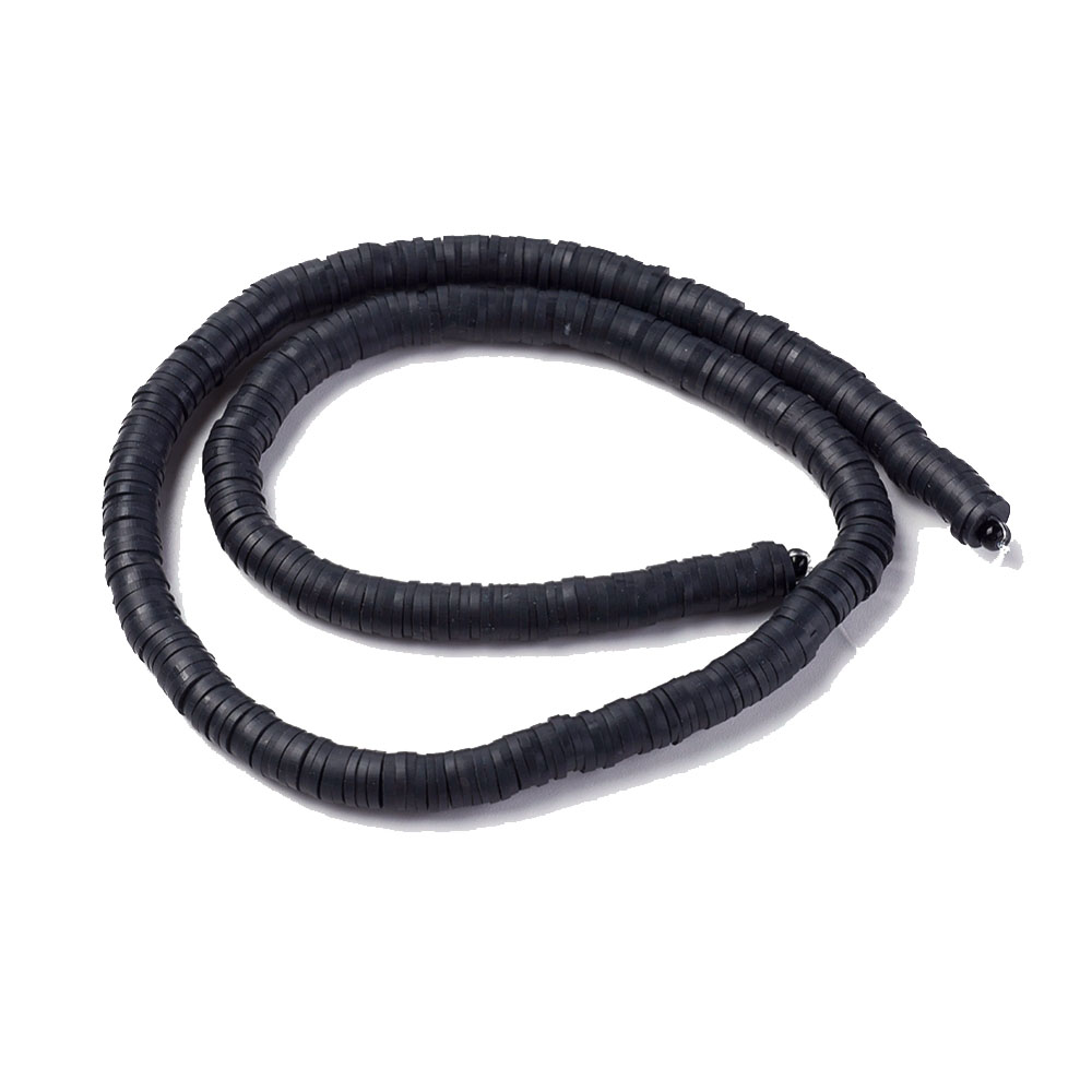 Polymerclay Perlen Scheiben 6x1mm schwarz 380-400Stk./Strang Heishi Perlen Fimo Scheiben