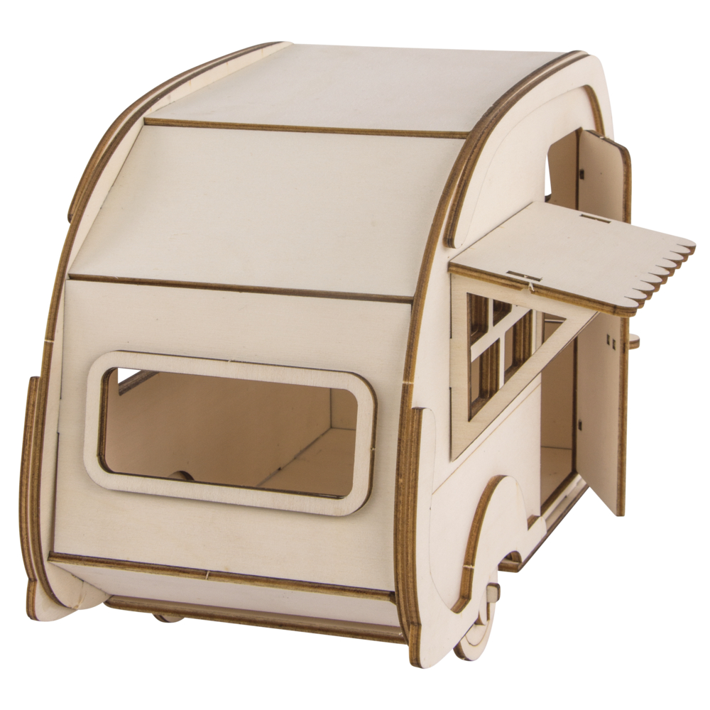 Holzbausatz 3D Wohnwagen Wooden Kit 40 Teile 