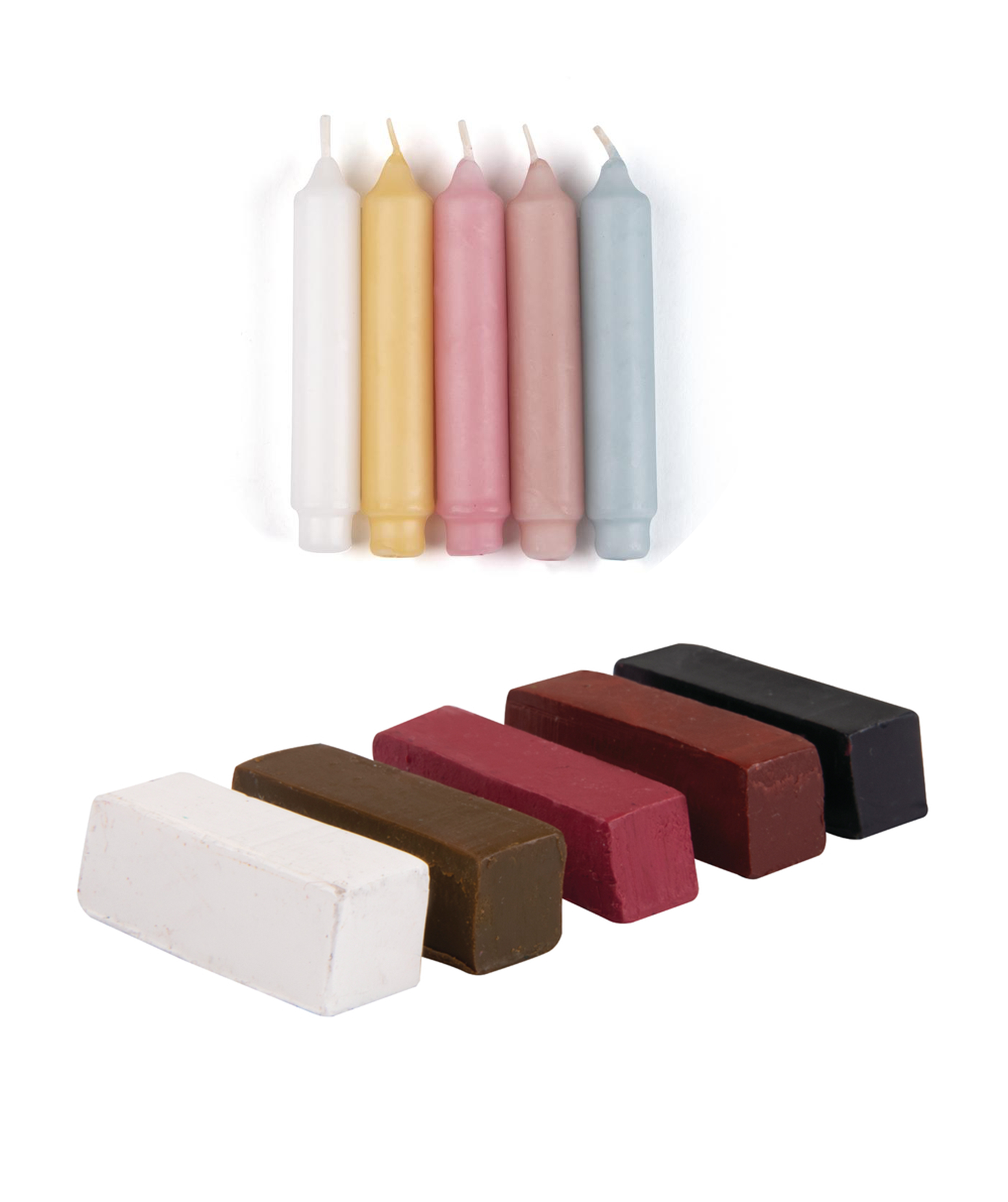 Farbpigmente für Wachs Pastell-Töne 1x1x2,9cm 5 Stück 