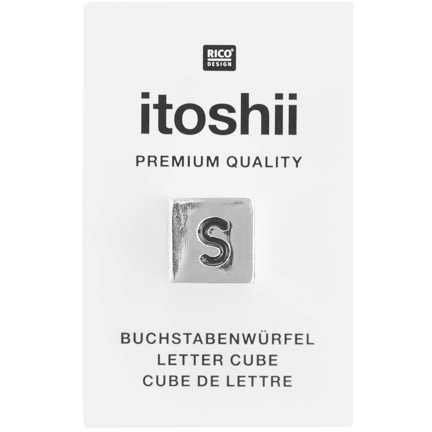 Buchstabenperle-Würfel silber 10x10mm Buchstabenperle-Würfel silber 10x10mm