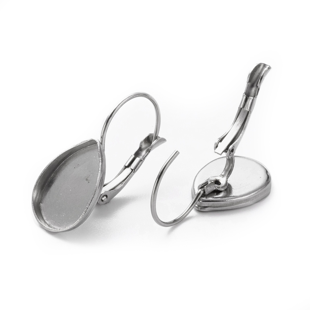 Ohrhänger Tropfen Modellierwanne Edelstahl 14,5x10mm 4 Stück/ 2 Paar 