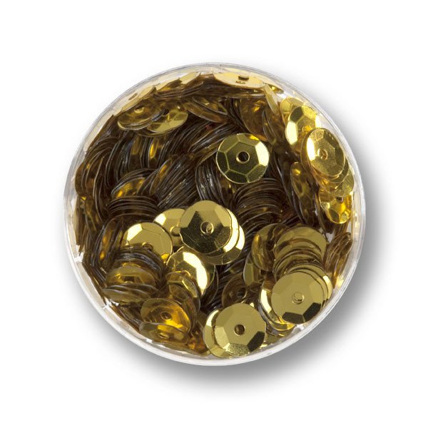 Pailletten gold, 6-7 mm, 1mm Loch, 30 g  Paillettenschüssel Sequins
