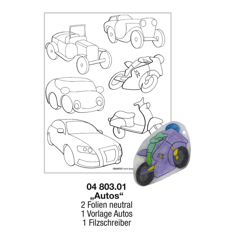 Designo Schrumpffolien-Set Vorlage Autos 2 Stück 26x20cm