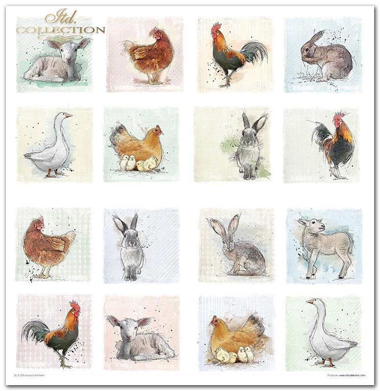 Scrapbookingpapier Set Ostern Around the farm 310x320 mm 11 Blatt