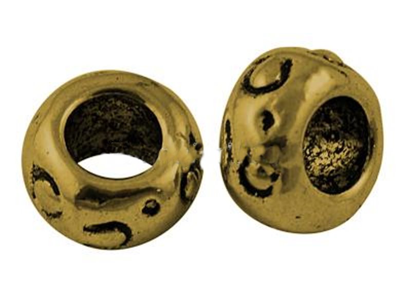 Metallperle antikgold mit Dots, 12x8mm,
