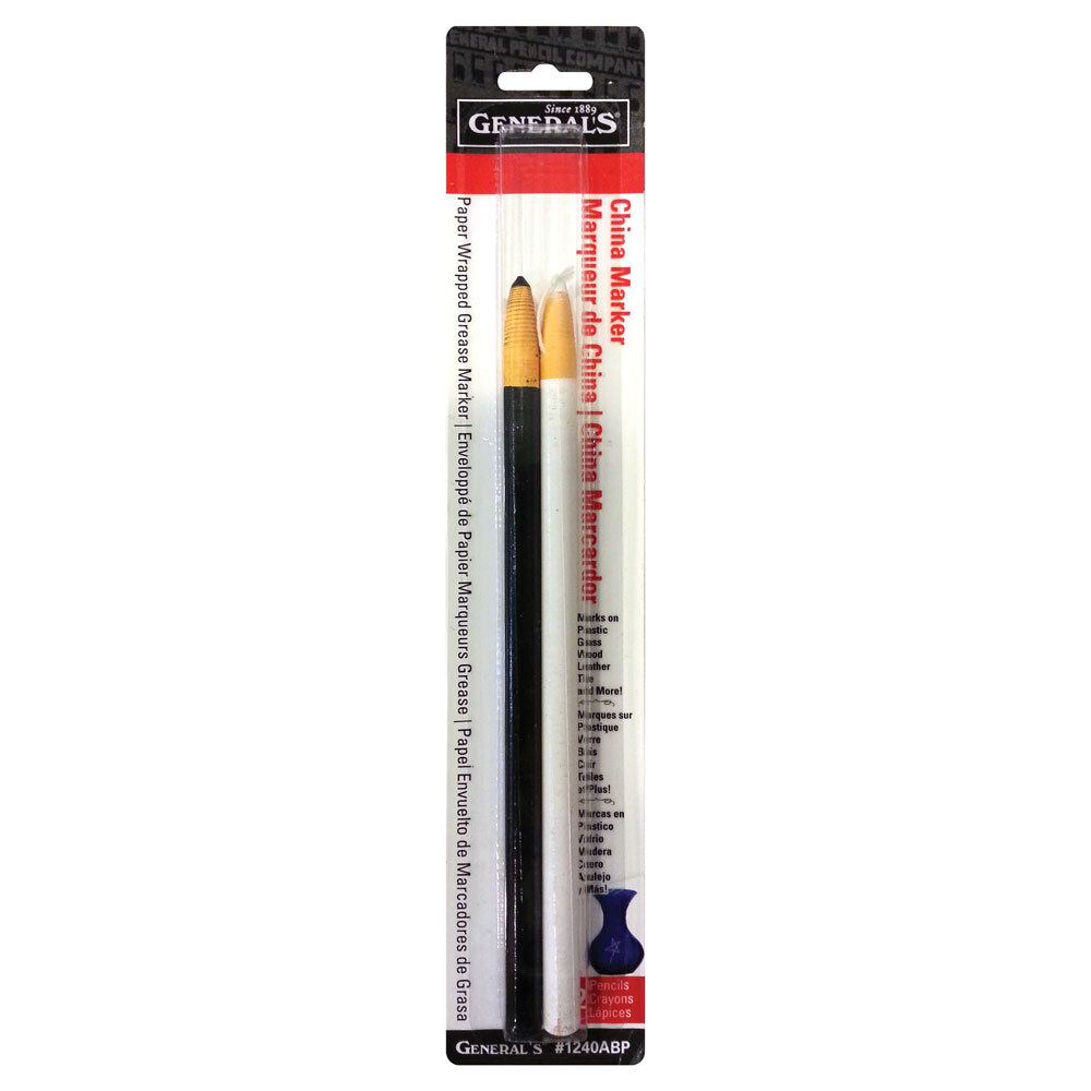 General´s China Marker Grease Pencil Mehrzweck Fettbleistift schwarz/weiß 2 Stück 