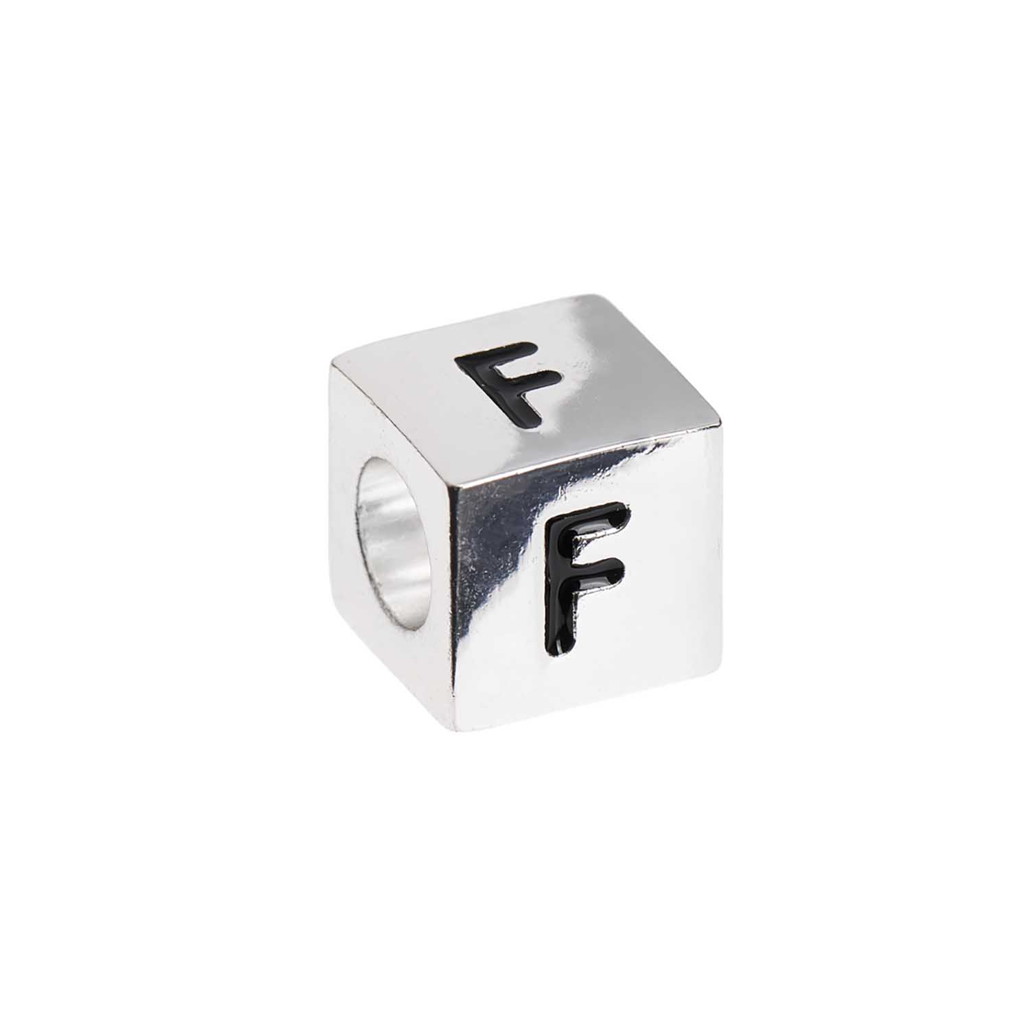 Buchstabenperle-Würfel silber 10x10mm Buchstabenperle-Würfel silber 10x10mm