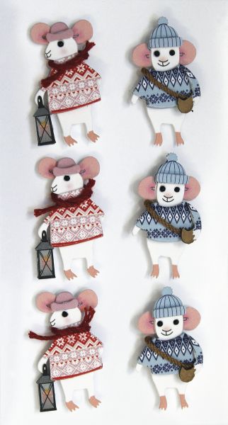 Papiersticker Winter Mäuse 1 Bogen á 12x7cm