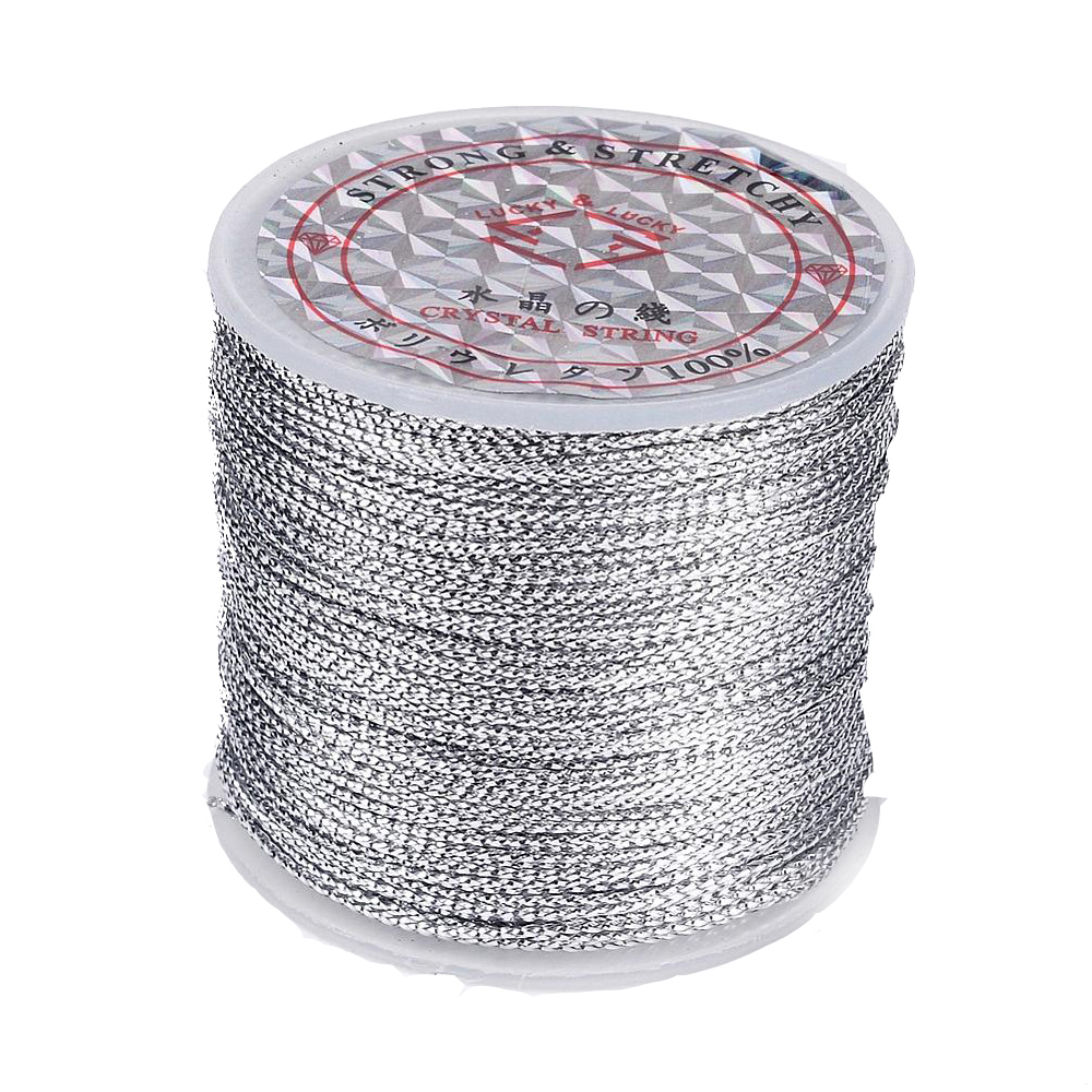 Metallickordel 1mm, 100 m Rolle, Polyester  silber