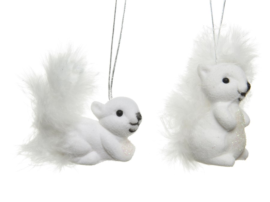 Deko Eichhörnchen beflockt 2er Set, 6cm