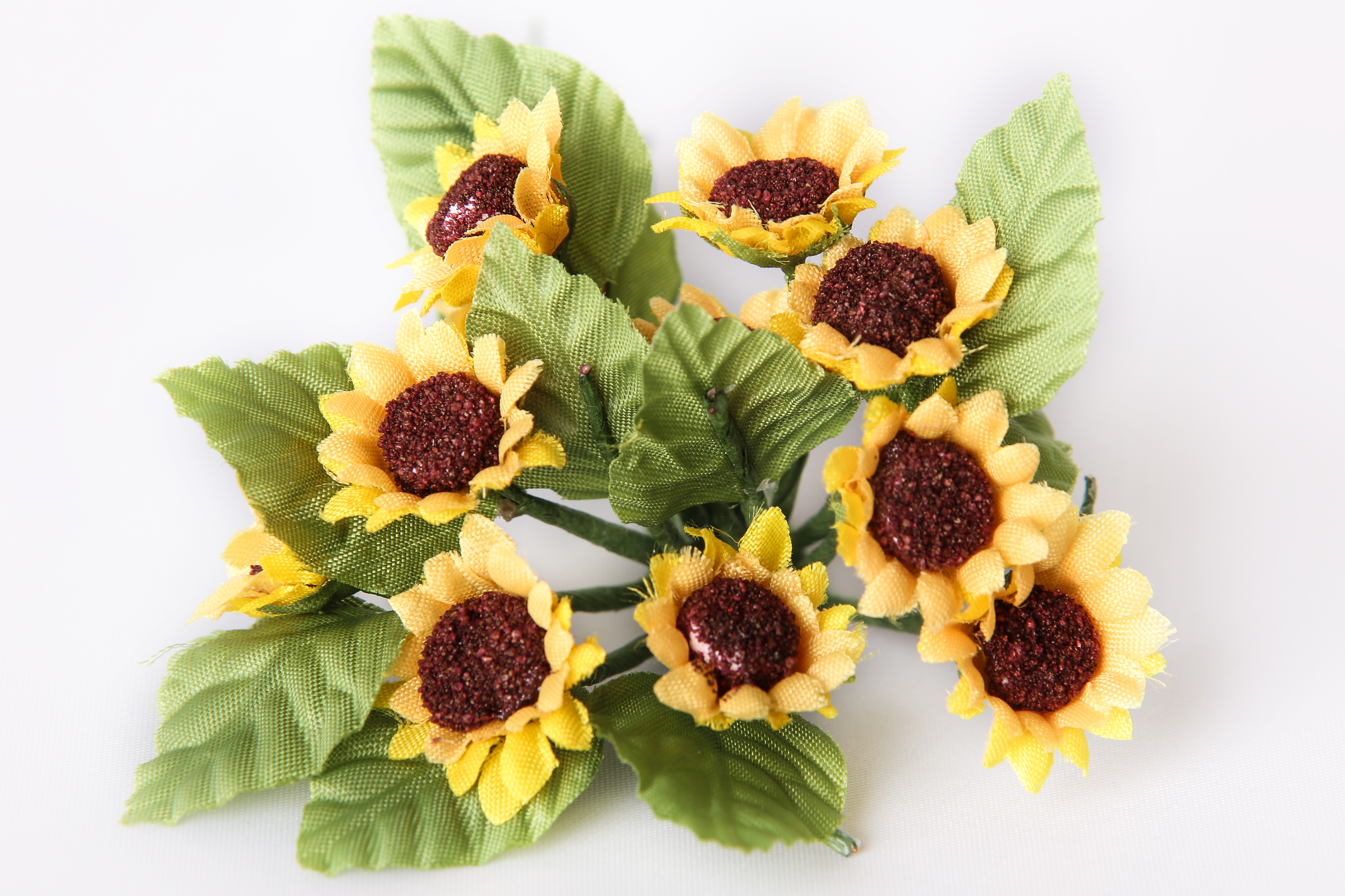 Sonnenblumen klein mit Blatt, 12 Stück/Bund, Kleinblumen, Minisonnenblumen